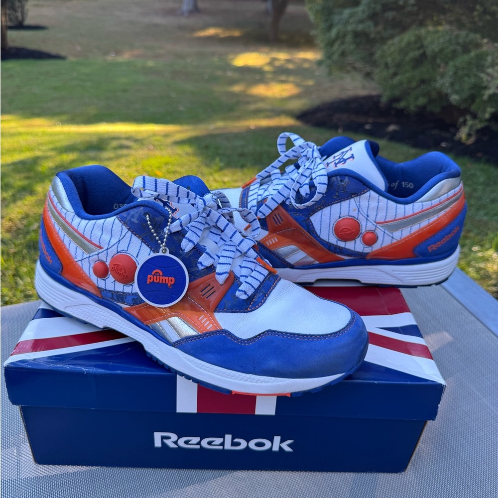 Rare MLB x Reebok Dual Running Pump Sneakers NY Mets